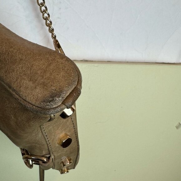 Rebecca Minkoff Mini MAC Leather Crossbody Bag Shoulder Chain Strap Tan Zip Tote - Picture 13 of 16